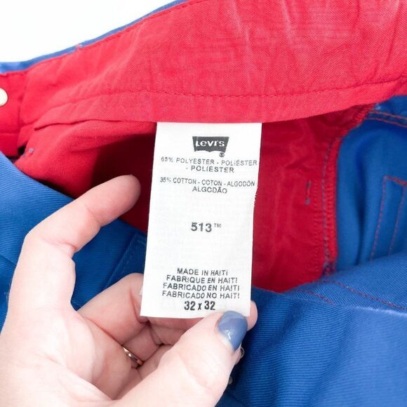 Levi's 513 Jeans Sta-Prest Royal Blue Pants Men's Tag 32 x 32 Sharp Front Crease - Picture 4 of 12